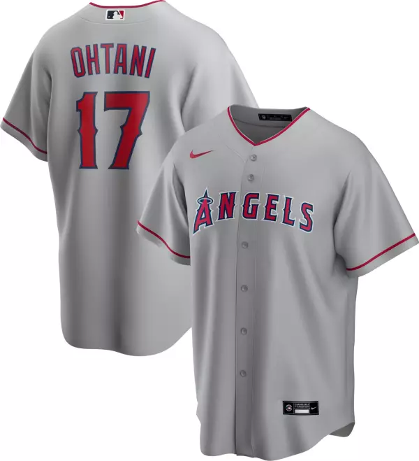 Men's Los Angeles Angels #17 Shohei Ohtani Grey Cool Base Stitched Jersey